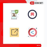 Set of 4 Commercial Flat Icons pack for time glass link shield tag analysis Editable Vector Design Elements