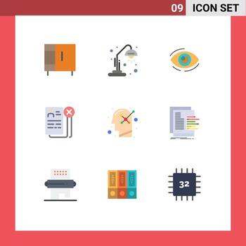 Pictogram Set of 9 Simple Flat Colors of cv business eye view search Editable Vector Design Elements