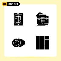 4 Creative Icons for Modern website design and responsive mobile apps 4 Glyph Symbols Signs on White Background 4 Icon Pack vector