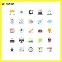 25 Universal Flat Color Signs Symbols of school bus education user bus resources Editable Vector Design Elements