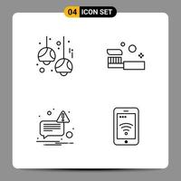 4 Black Icon Pack Outline Symbols Signs for Responsive designs on white background 4 Icons Set vector