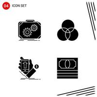 Collection of 4 Vector Icons in solid style Pixle Perfect Glyph Symbols for Web and Mobile Solid Icon Signs on White Background 4 Icons