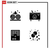 4 General Icons for website design print and mobile apps 4 Glyph Symbols Signs Isolated on White Background 4 Icon Pack vector