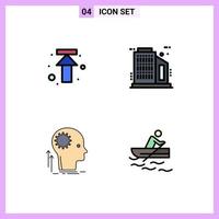 Modern Set of 4 Filledline Flat Colors and symbols such as arrow thinking upload skyscraper brainstorming Editable Vector Design Elements