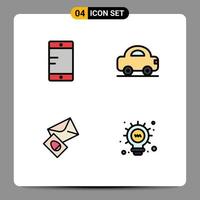 Stock Vector Icon Pack of 4 Line Signs and Symbols for mobile egg automobile vehicles web Editable Vector Design Elements