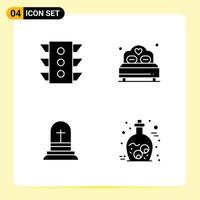 4 Creative Icons for Modern website design and responsive mobile apps 4 Glyph Symbols Signs on White Background 4 Icon Pack vector