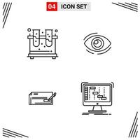 4 Icons Line Style Grid Based Creative Outline Symbols for Website Design Simple Line Icon Signs Isolated on White Background 4 Icon Set vector