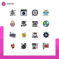 User Interface Pack of 16 Basic Flat Color Filled Lines of spring egg regulations group business Editable Creative Vector Design Elements