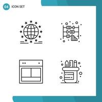 Vector Pack of 4 Outline Symbols Line Style Icon Set on White Background for Web and Mobile