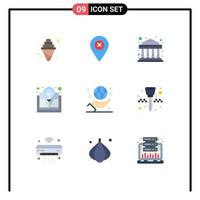 Group of 9 Flat Colors Signs and Symbols for globe business bank idea book Editable Vector Design Elements