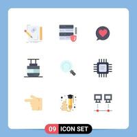 Universal Icon Symbols Group of 9 Modern Flat Colors of magnifier vehicles security transportation sky lift Editable Vector Design Elements