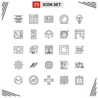 25 Icons Line Style Grid Based Creative Outline Symbols for Website Design Simple Line Icon Signs Isolated on White Background 25 Icon Set vector