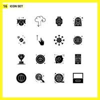 User Interface Pack of 16 Basic Solid Glyphs of watch nun capsule mother superior church Editable Vector Design Elements