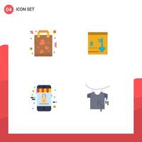 4 Thematic Vector Flat Icons and Editable Symbols of buy shopping paper locker mobile Editable Vector Design Elements