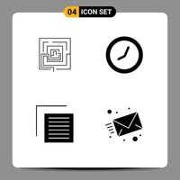 Modern Set of 4 Solid Glyphs and symbols such as business file pertinent time interface Editable Vector Design Elements