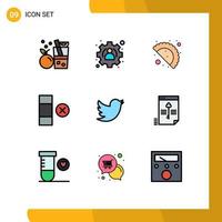 Pictogram Set of 9 Simple Filledline Flat Colors of secure twitter gujjia social row Editable Vector Design Elements