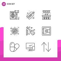 Outline Icon set Pack of 9 Line Icons isolated on White Background for responsive Website Design Print and Mobile Applications vector