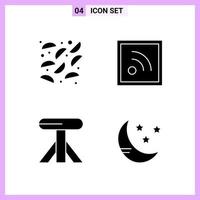 4 Icons in Solid Style Glyph Symbols on White Background Creative Vector Signs for Web mobile and Print