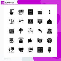Solid Icon set Pack of 25 Glyph Icons isolated on White Background for Web Print and Mobile vector