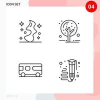 Vector Pack of 4 Icons in Line Style Creative Outline Pack isolated on White Background for Web and Mobile