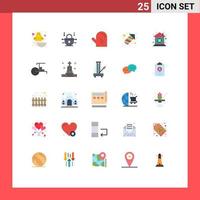 Modern Set of 25 Flat Colors Pictograph of microchip home automation food chip fire work Editable Vector Design Elements