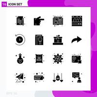 Solid Icon set Pack of 16 Glyph Icons isolated on White Background for Web Print and Mobile vector