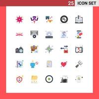 Modern Set of 25 Flat Colors and symbols such as cash song love player musical Editable Vector Design Elements