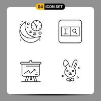 4 Black Icon Pack Outline Symbols Signs for Responsive designs on white background 4 Icons Set vector