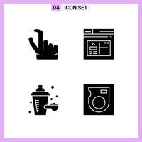 4 Icons in Solid Style Glyph Symbols on White Background Creative Vector Signs for Web mobile and Print