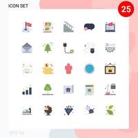 User Interface Pack of 25 Basic Flat Colors of monitor add construction message chat Editable Vector Design Elements