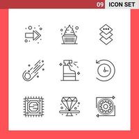 9 Icon Pack Line Style Outline Symbols on White Background Simple Signs for general designing vector