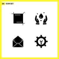 4 conjunto de iconos símbolos sólidos simples signo de glifo en fondo blanco para aplicaciones móviles de diseño de sitios web y medios impresos vector