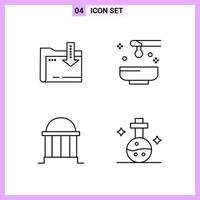 4 Icons in Line Style Outline Symbols on White Background Creative Vector Signs for Web mobile and Print