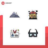 Pictogram Set of 4 Simple Filledline Flat Colors of mountain identification nature home user Editable Vector Design Elements