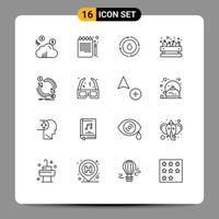 Set of 16 Modern UI Icons Symbols Signs for finance exchange water vegetable shopping Editable Vector Design Elements