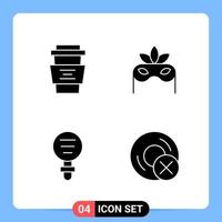 4 Solid Black Icon Pack Glyph Symbols for Mobile Apps isolated on white background 4 Icons Set vector