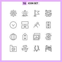 Set of 16 Modern UI Icons Symbols Signs for manager tasks sea person world Editable Vector Design Elements