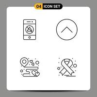 Pack of 4 creative Filledline Flat Colors of audio location technology media player map Editable Vector Design Elements