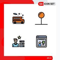grupo de 4 signos y símbolos de colores planos de línea rellena para la coordinación personal del autobús encontrar trabajo elementos de diseño de vectores editables en línea