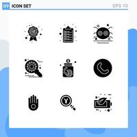 Set of 9 Commercial Solid Glyphs pack for investment banking scary setting development Editable Vector Design Elements