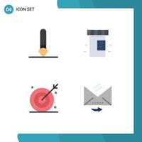 Pack of 4 Modern Flat Icons Signs and Symbols for Web Print Media such as brush eye medical aim shooting target Editable Vector Design Elements