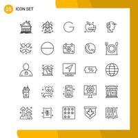 25 Icon Set Line Style Icon Pack Outline Symbols isolated on White Backgound for Responsive Website Designing vector