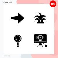 paquete de vectores de 4 iconos en un paquete de glifos creativos de estilo sólido aislado en fondo blanco para web y móvil
