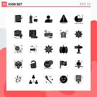 Collection of 25 Vector Icons in solid style Modern Glyph Symbols for Web and Mobile Solid Icon Sign Isolated on White Background 25 Icons