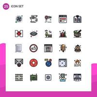 Set of 25 Modern UI Icons Symbols Signs for book web page online web machine Editable Vector Design Elements