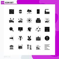 25 Universal Solid Glyphs Set for Web and Mobile Applications springboard iphone cloud android smart phone Editable Vector Design Elements