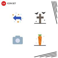 Group of 4 Flat Icons Signs and Symbols for arrow image bats yard drink Editable Vector Design Elements