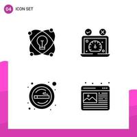 Glyph Icon set Pack of 4 Solid Icons isolated on White Background for responsive Website Design Print and Mobile Applications vector