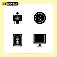 4 Creative Icons for Modern website design and responsive mobile apps 4 Glyph Symbols Signs on White Background 4 Icon Pack vector