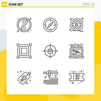 colección de 9 iconos de línea universal conjunto de iconos para web y móvil vector